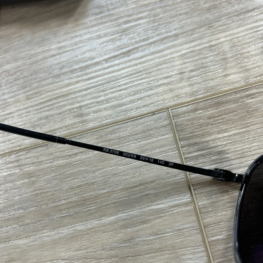 Ray-Ban RB 3708 002/K8 Sunglasses Black Polarized Chromance Glass 59mm with Case